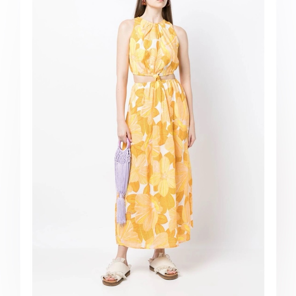 Faithfull the Brand Zeta Dress la Marieta Floral Print 100% Linen size Small